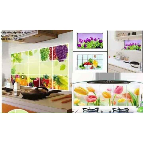 Tranh dán bếp 60x90cm và 45x65cm-Tranh dán bếp cách nhiệt 3D-TRANH DÁN BẾP CÁCH NHIỆT CHỐNG BÁM DÍNH DẦU MỠ( giao mẫu ngẫu nhiên )