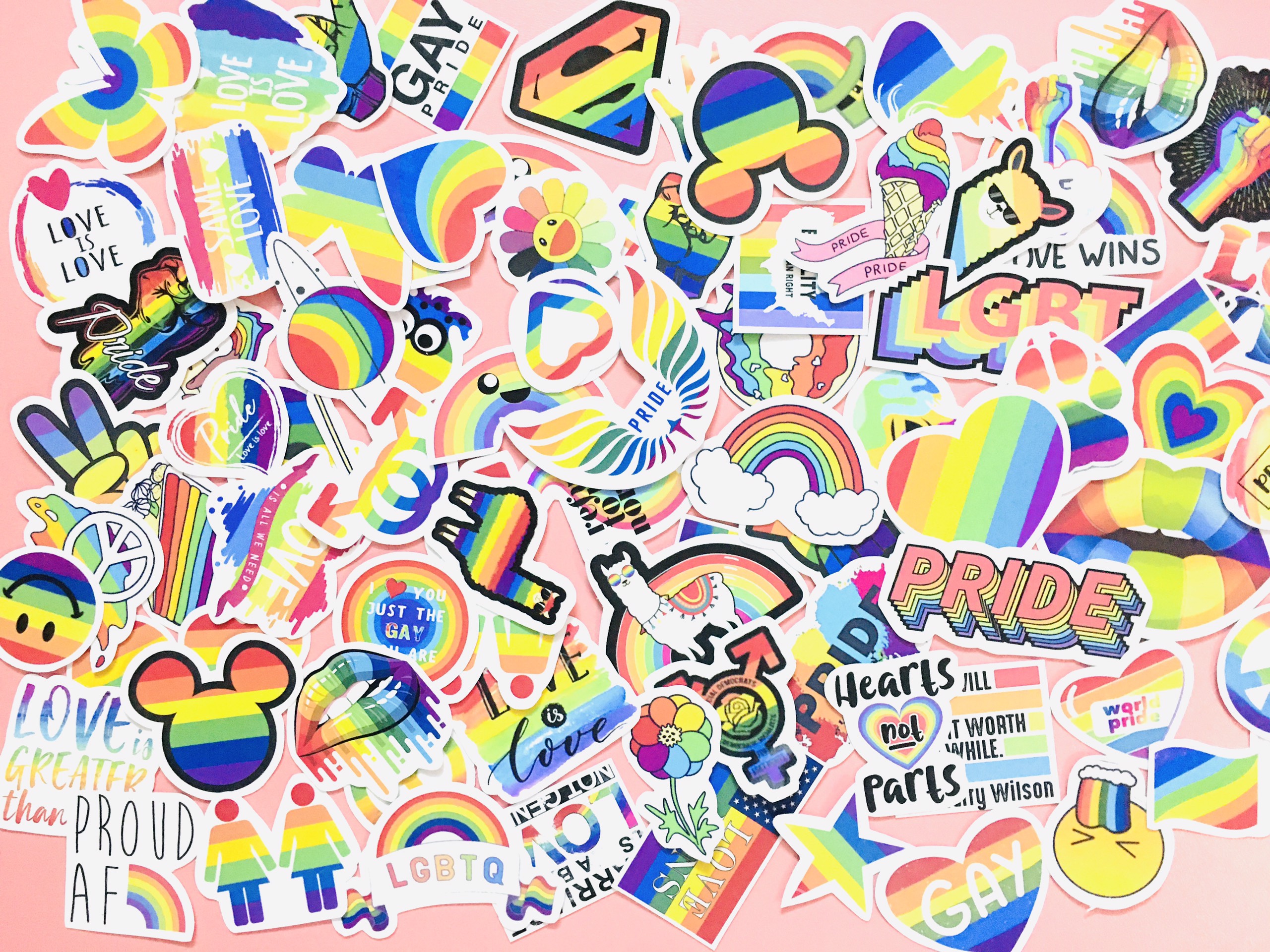 sticker LGBT cầu vồng Set 30 - 100 hình dán có ép lụa