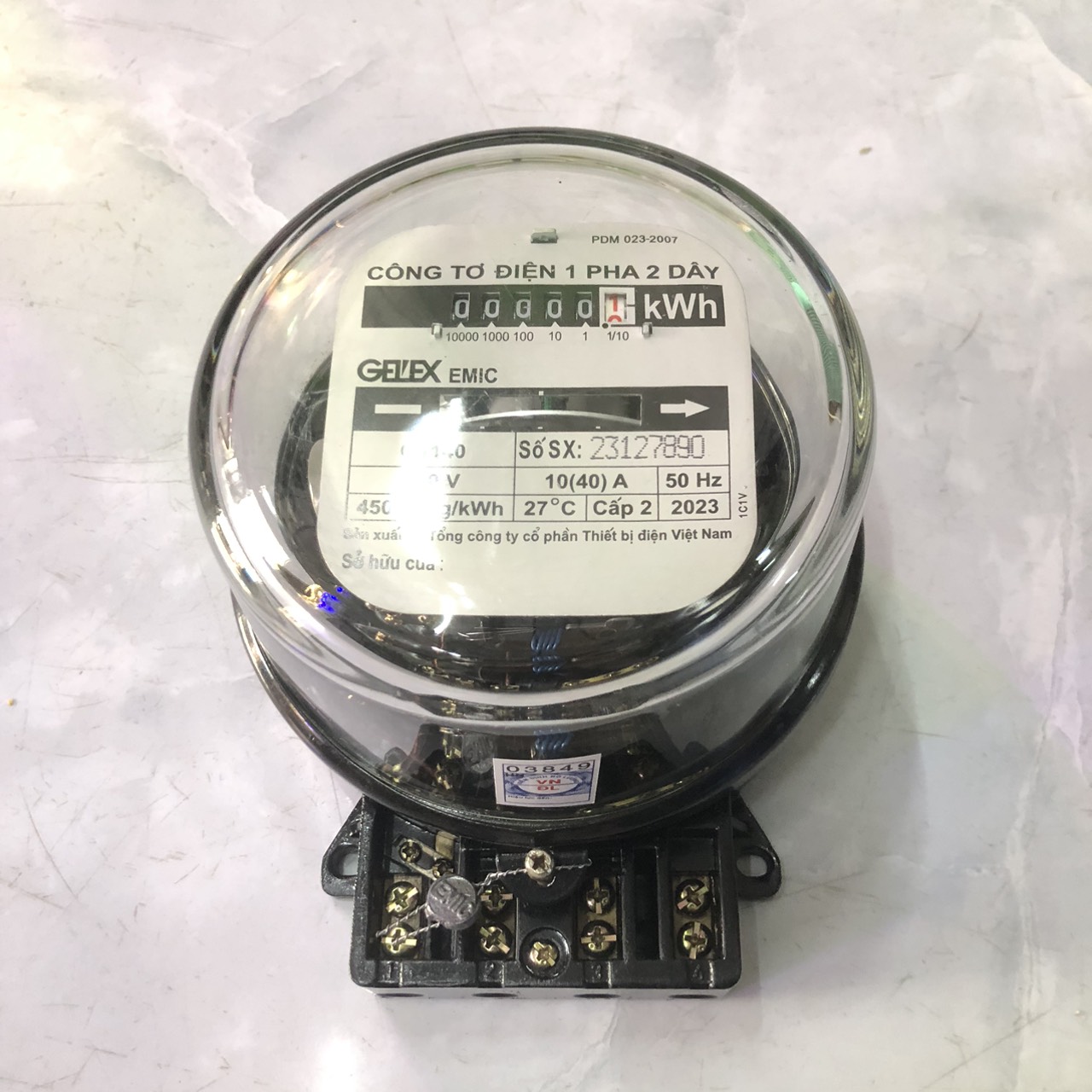 Công tơ điện, đồng hồ điện 1 pha 2 dây 10(40)A GELEX Emic (đã kiểm định) - Điện Việt