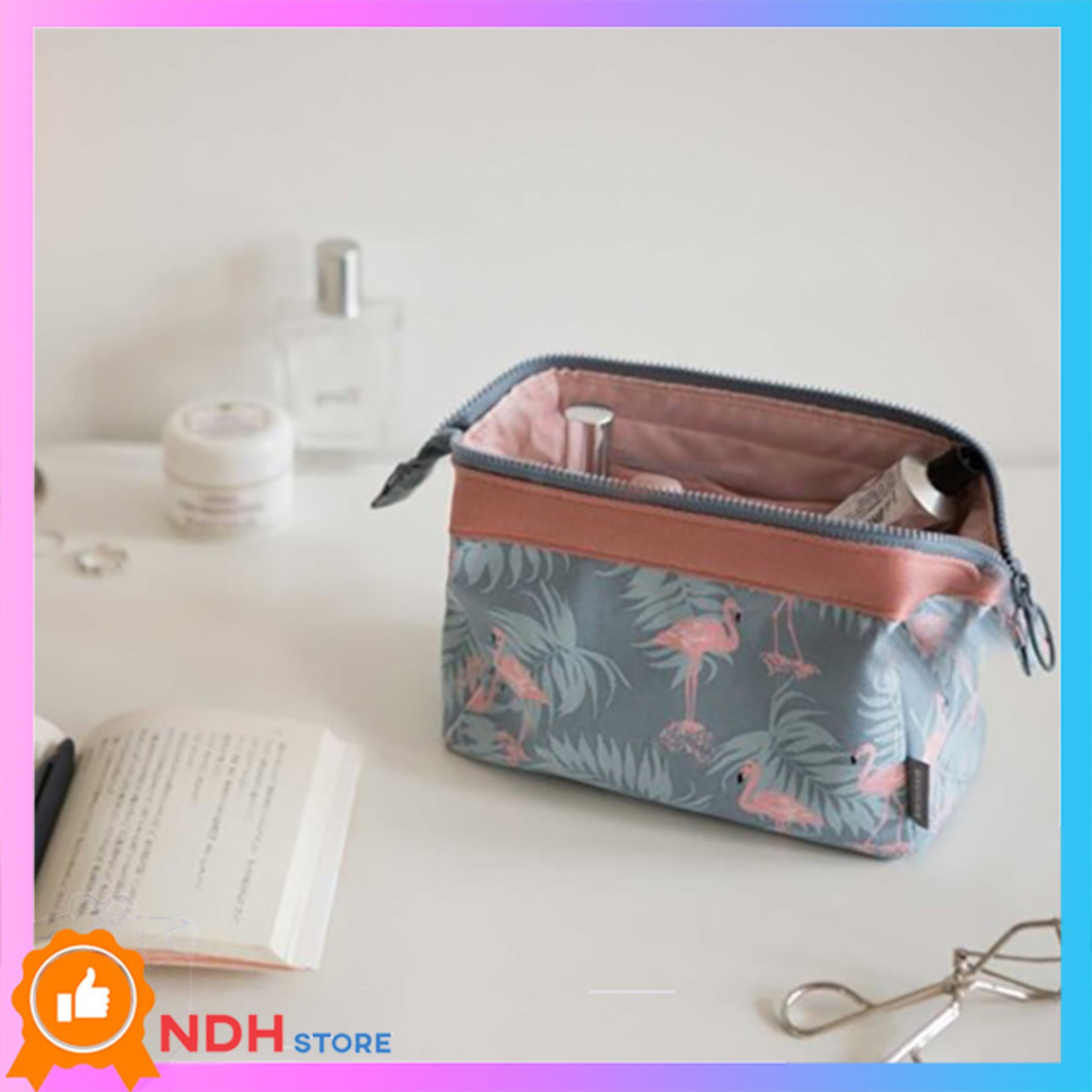 TÚI ĐỰNG MỸ PHẨM BRAHMA FLAMINGO CÓ KHUNG SẮT CHẮC CHẮN NHIỀU MÀU_	Túi đựng mỹ phẩm, Giỏ mỹ phẩm, túi mỹ phẩm du lịch mini, túi trang điểm, túi phụ kiện makeup, túi dồ cá nhận, túi đựng đồ lót