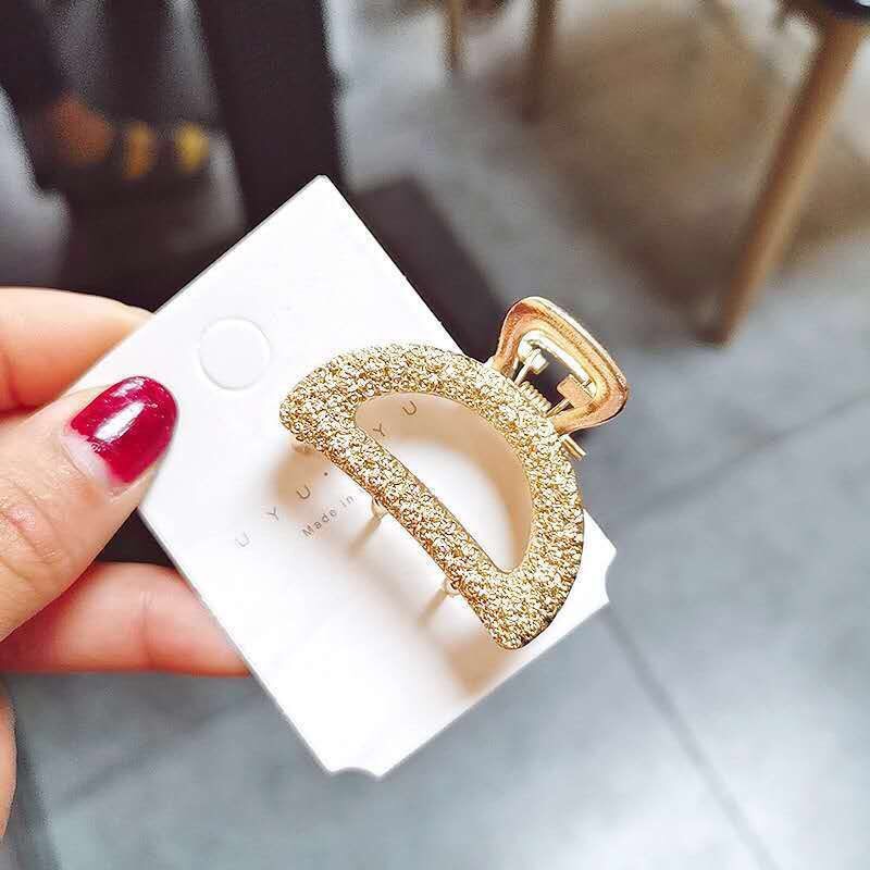 Set 5 kẹp tóc đá màu vàng đính hạt