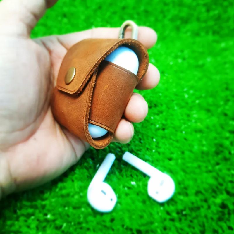 BAO DA AIRPODS 2 TỐI GIẢN (DA THẬT) Handmade