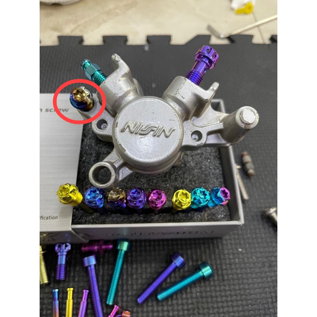 Ốc ty xỏ bố trước Mẫu Đầu Salaya Titan Gr5 cho Heo Nissin Honda