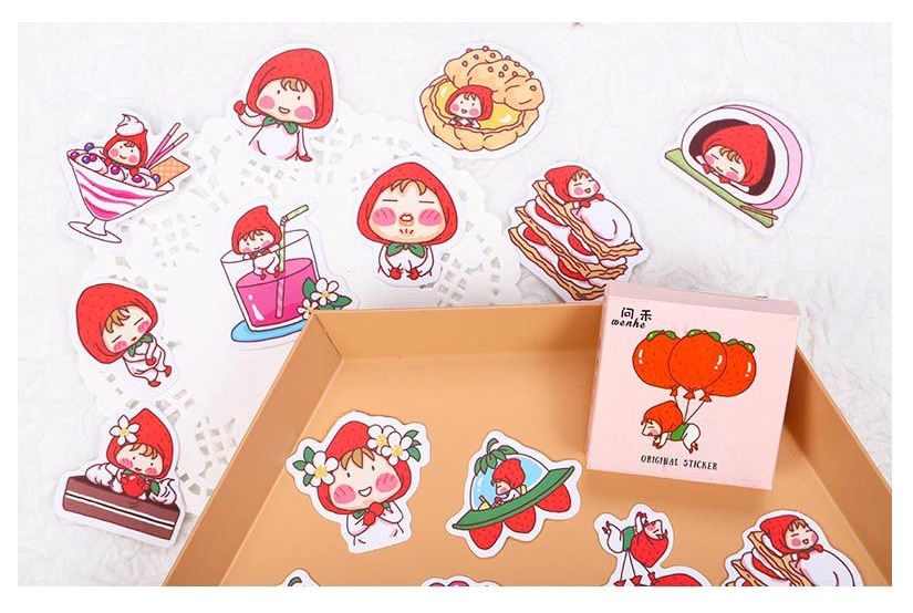 Bộ 45 Sticker Bé Dâu Tây Đáng Yêu E109