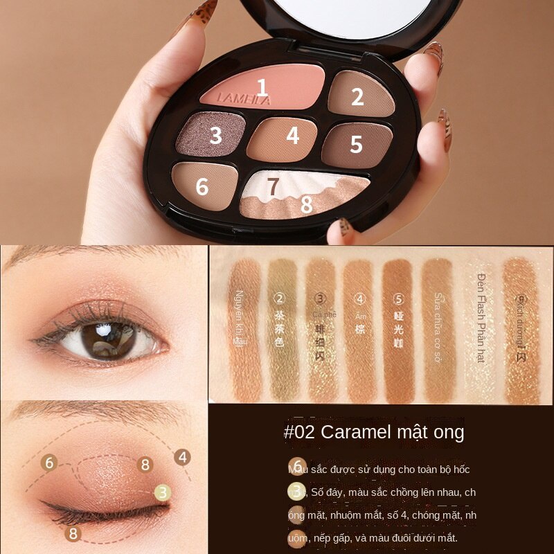 Bảng phấn mắt 7 màu Shell Amber Glitter Diamond Eye Shadow phấn mắt