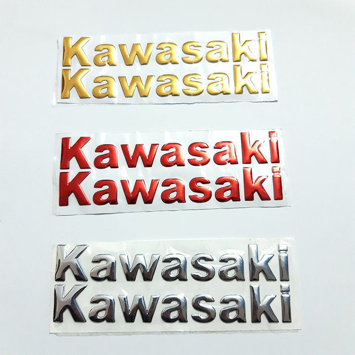 Bộ 2 miếng dán nổi chữ Kawasaki (Đỏ)