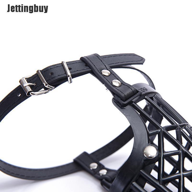 Jettingbuy black adjustable basket mouth muzzle cover for dog training bark bite chew control