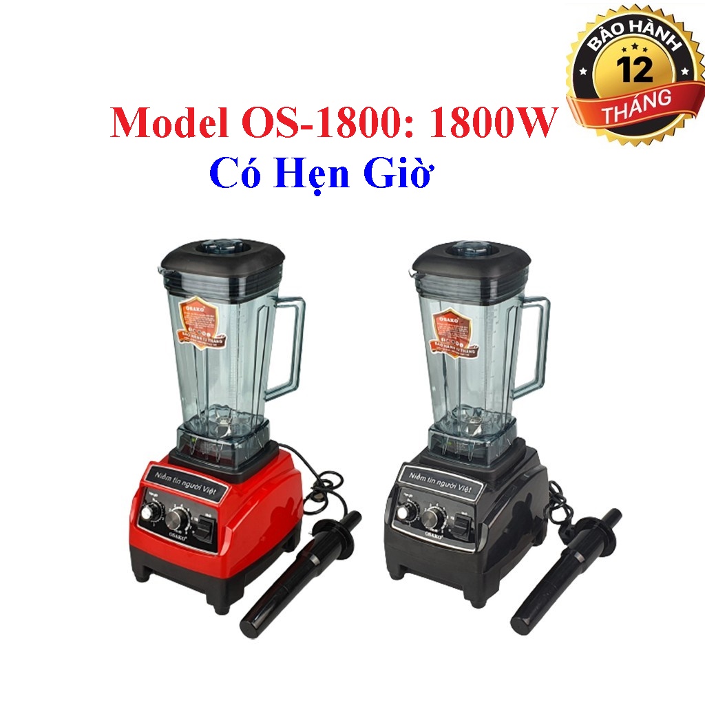 Máy xay sinh tố công nghiệp 1800W Osako OS-1800 dung tích cối 2L bộ dao 6 lưỡi-màu ngẫu nhiên có bán linh kiện rời