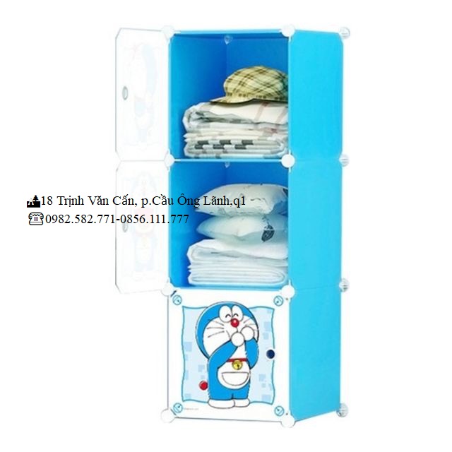 Tủ nhựa lắp ghép 3 ô doraemon siêu đẹp
