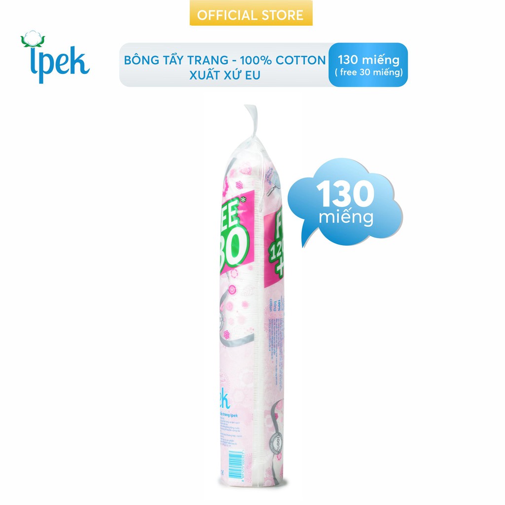 Bông tẩy trang IPEK 130 miếng 100% cotton