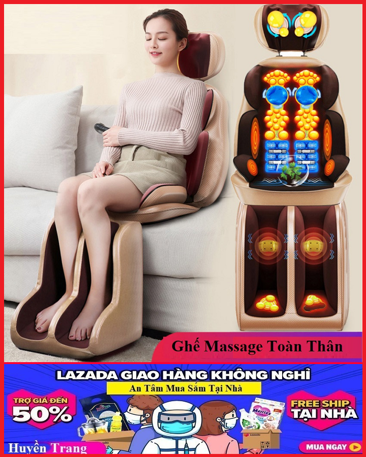Ghế massage toàn thân Leerkang, công nghệ tiên tiến Hàn Quốc, thư giãn trị liệu 16 đầu xoay, massage hồng ngoại đa chức năng, cổ, vai, gáy, chân, Nệm massage toàn thân, hàng nhập khẩu- Bảo hành 1 năm