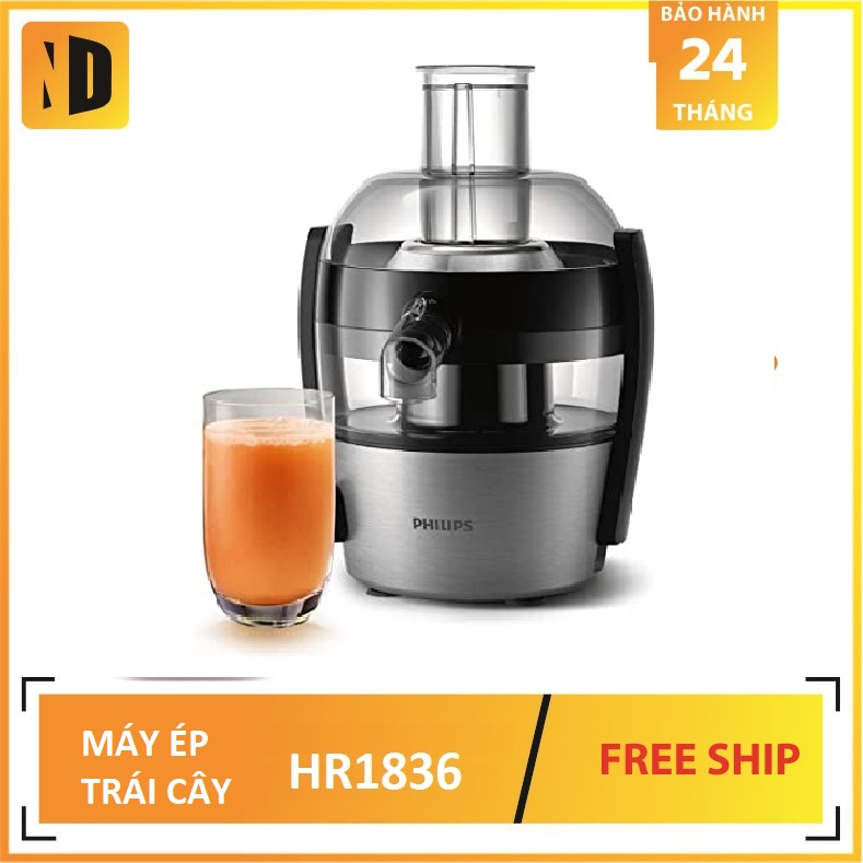 Máy ép trái cây Philips HR1836 0.5L (Đen) - Hàng nhập khẩu