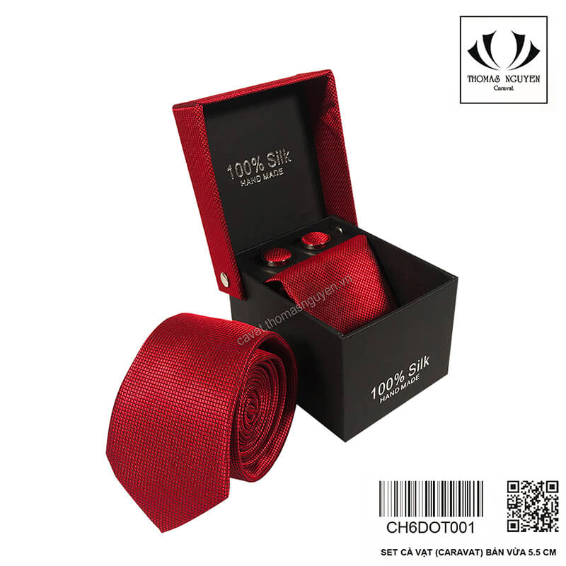 HCMbộ cà vạt nam bản nhỏ quà tặng hộp cà vạt - CH6DOT001