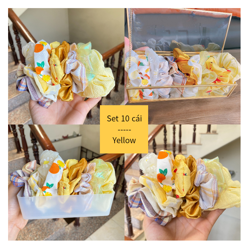 Set 10 dây buộc tóc scrunchies dễ thương