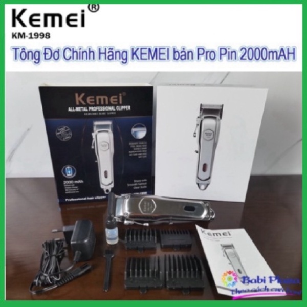 (Video thật) Tông đơ cắt tóc chuyên nghiệp Kemei KM-1998 phiên bản pro Pin 2000mAh, máy siêu nhẹ siêu mạnh siêu êm [Viet