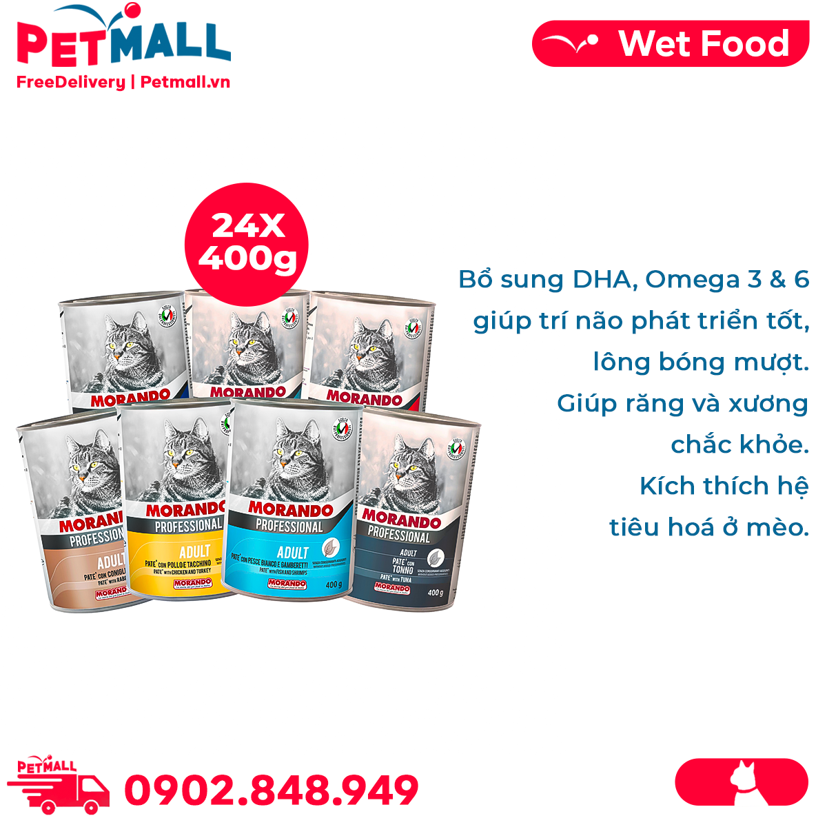 Combo Pate mèo Morando 400g - 24 lon Petmall
