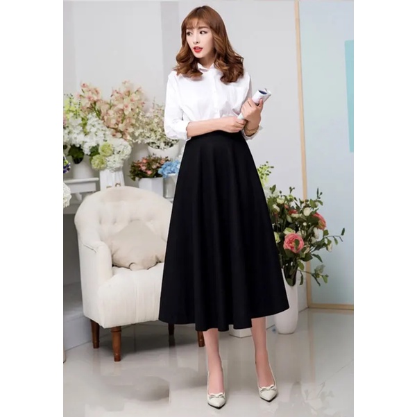 Chân váy xoè dáng dài 70cm cực chất - thời trang công sở nữ