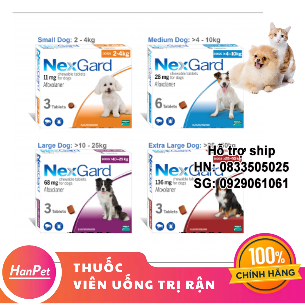 Hanpet - Một viên NexGard - ghẻ, xà mâu, ve, bọ chét cho chó 25 - 50 kg