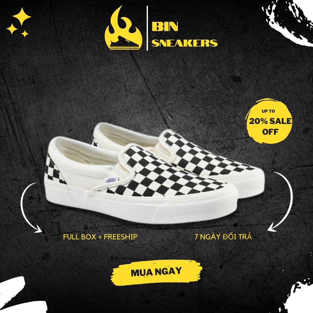 Giày thể thao nam nữ Vans caro lười, Vans caro buộc dây, Vans đen vault, Van Fog nam nữ chuẩn 11 full bill box