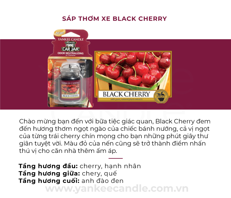 Sáp thơm xe Yankee Candle - Black Cherry