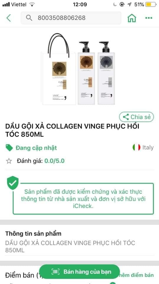 (HÀNG XỊN) COMBO GÔI XẢ COLLAGEN VINGE PHUC HÔI & KÍCH THÚC MOC TÓC 1000ML*2