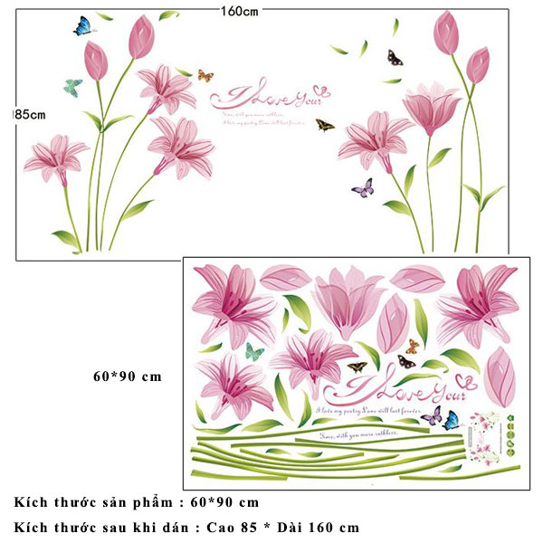 [HCM]DECAL DÁN TƯỜNG HOA ANH THẢO HỒNG