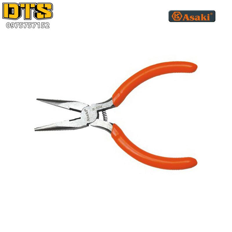 Kìm nhọn mini tự bung Asaki AK-8293 5''/125mm (Có lò xo giữa) (Hãng phân phối chính thức)
