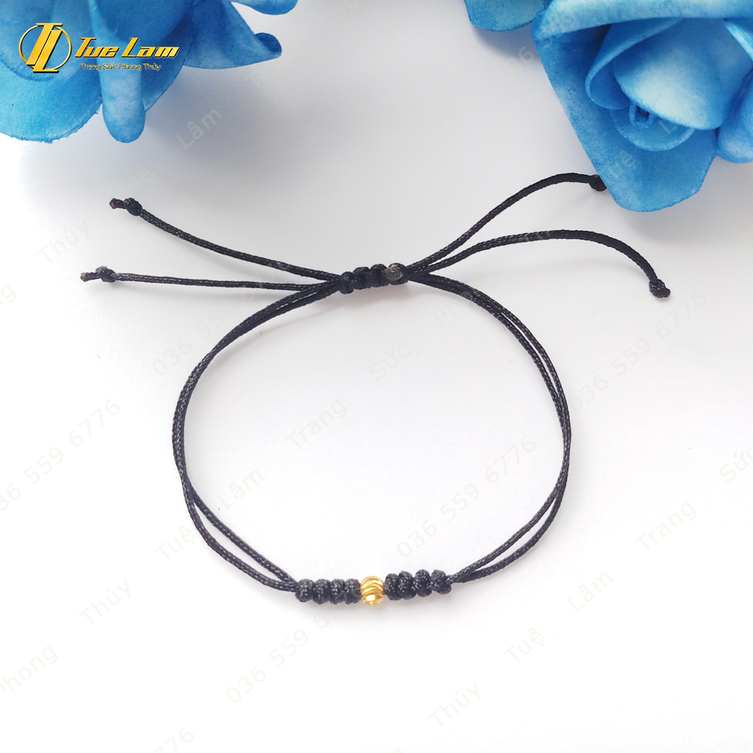 Vòng Tay May Mắn Nữ Dây Chỉ Đủ Màu Bện Bi Vàng Khía - Tuệ Lâm