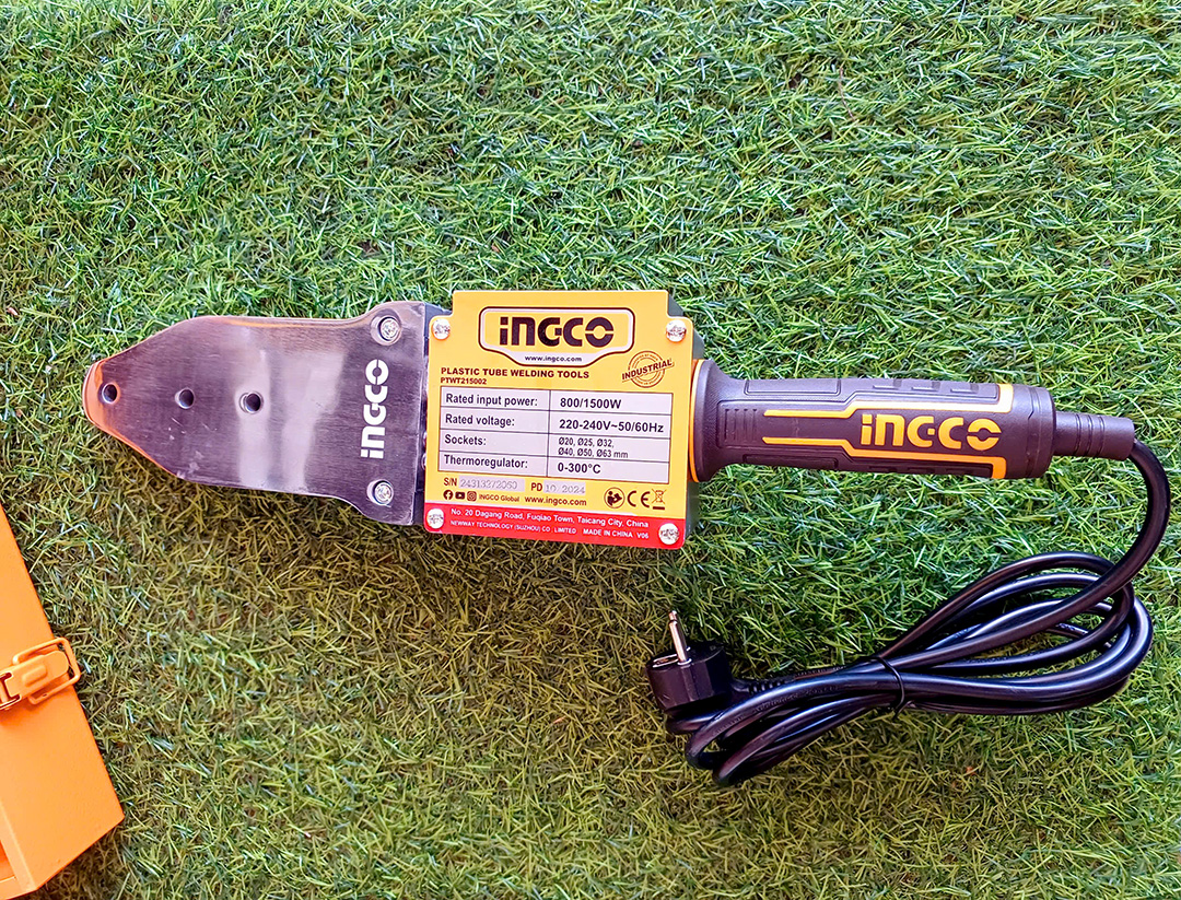 Máy hàn nhiệt ống ppr INGCO PTWT215002 nhiều size 20, 25, 32, 40, 50, 63mm công suất 1500W màu vàng nâu mới