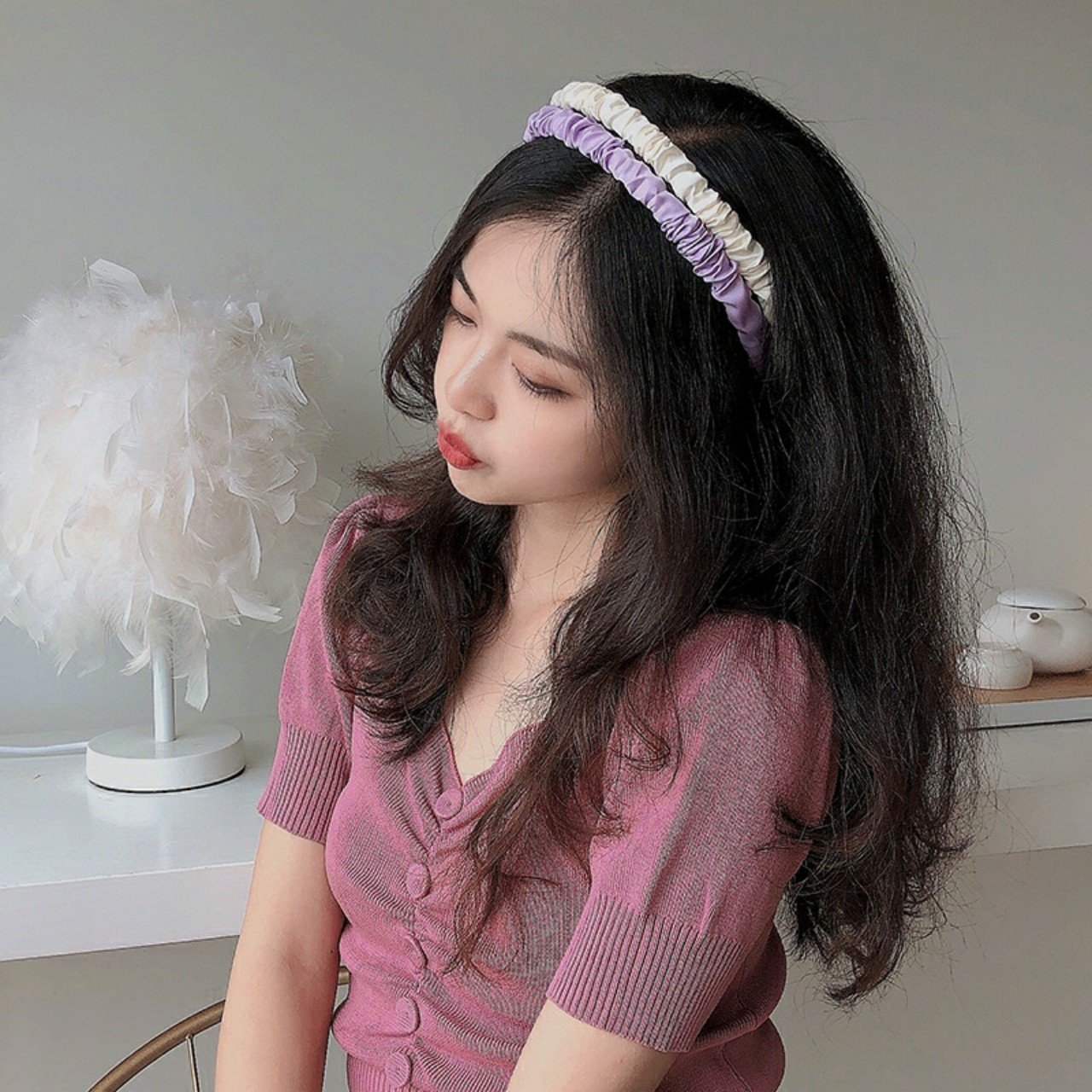 BỜM CÀI TÓC SATIN NHÚN