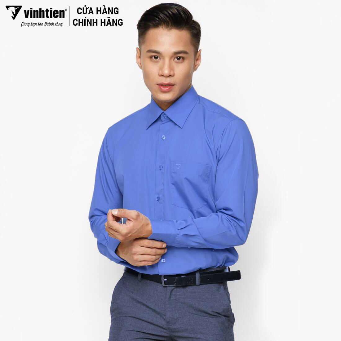 Áo Sơ Mi Nam Dài Tay Dáng Regular Vạt Ngang Vĩnh Tiến G851