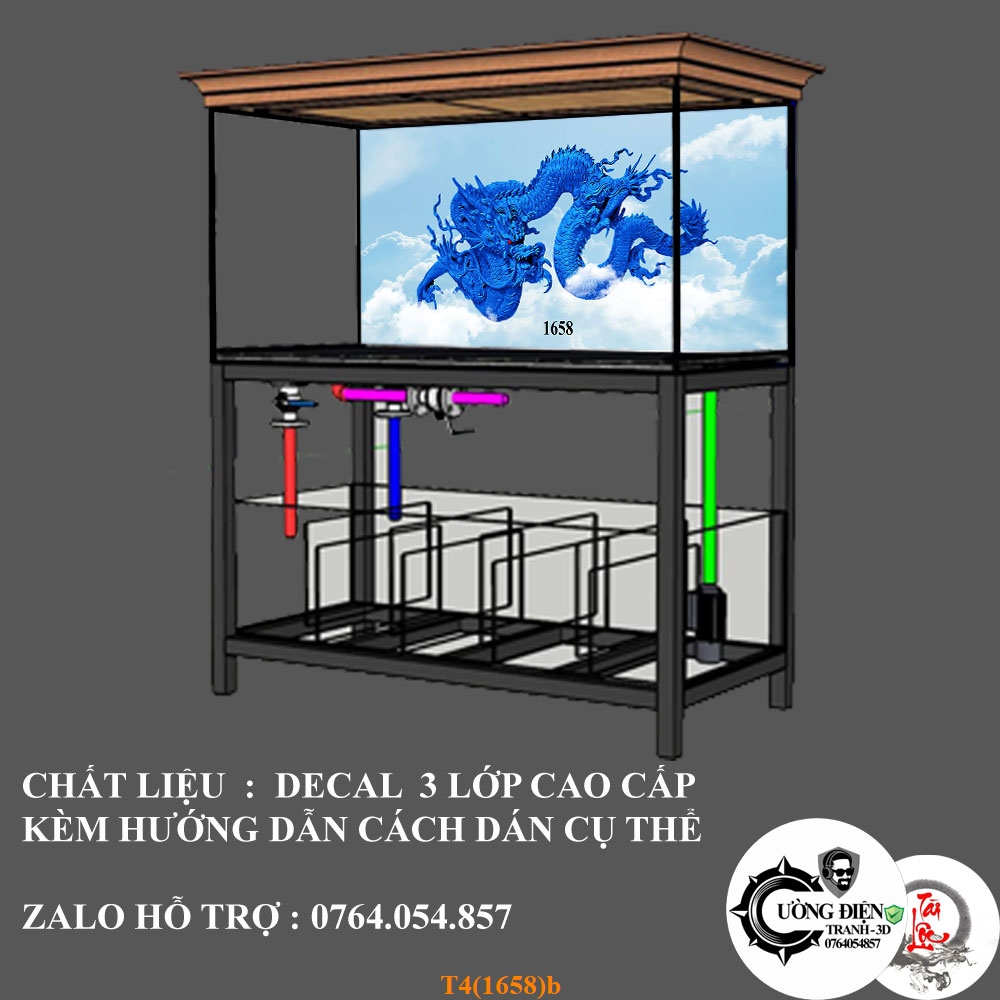 Tranh 3D dán bể cá cảnh - Có keo sẵn - Nhiều kích thướt lựa chọn