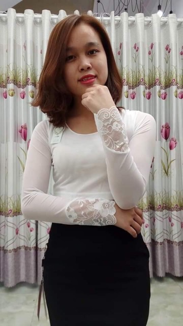 Áo Ren Mặc Trong Váy Tay Dài (Đen, Trắng)
