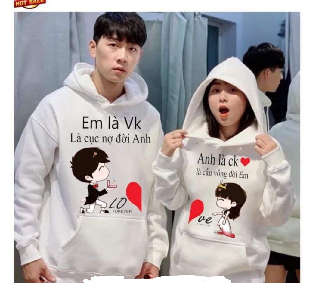 SÉT ÁO ĐÔI HOODIE EM LÀ VỢ LÀ CỤC NỢ ĐỜI ANH ANH LÀ CHỒNG LÀ CẦU VỒNG ĐỜI EM