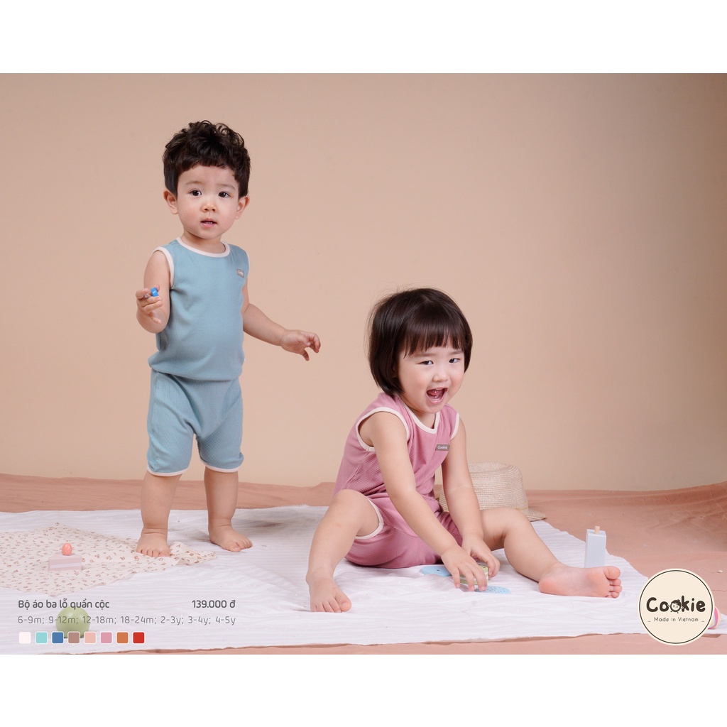 Bộ Ba Lỗ Quần Cộc Cookie Cotton tăm lạnh mềm