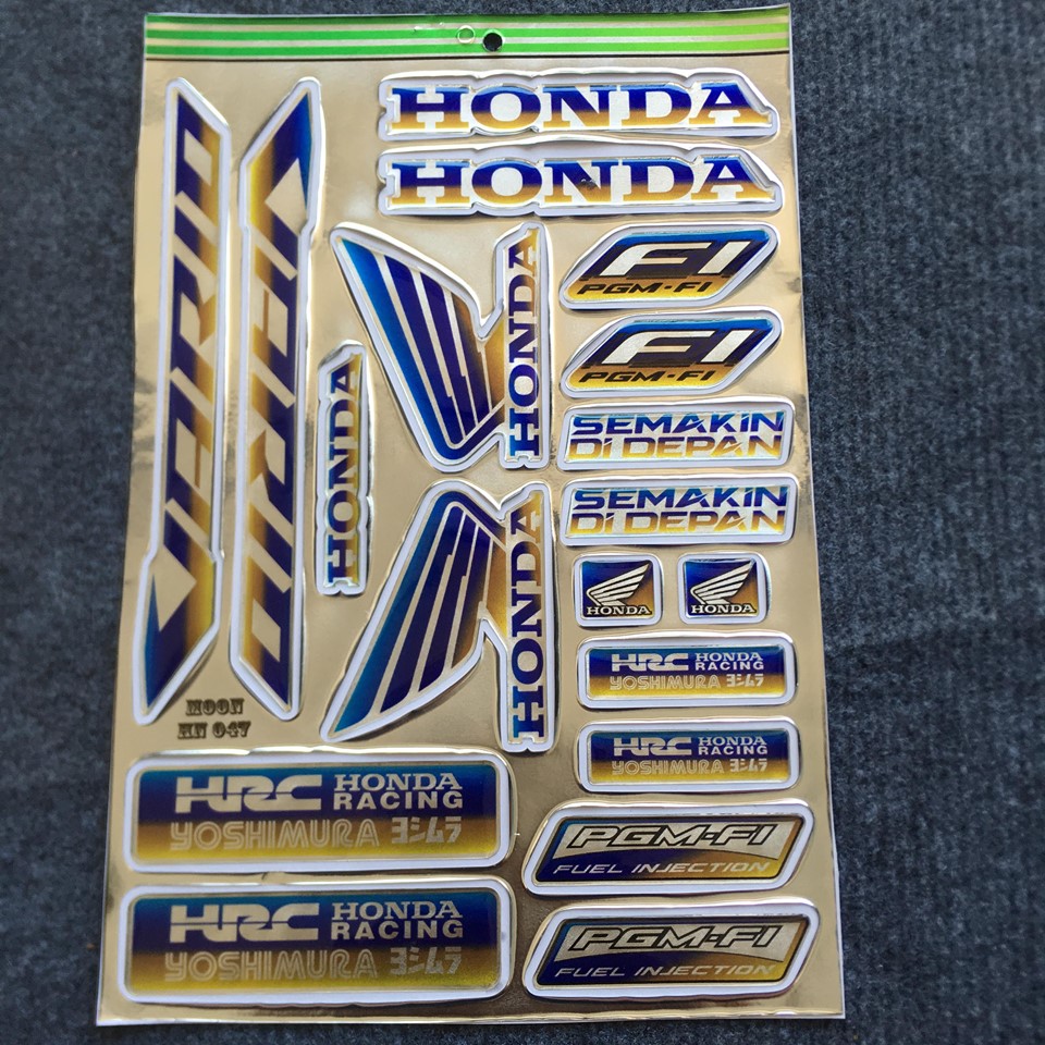 TRỌN BỘ TEM LOGO HUY HIỆU CHỮ HÃNG XE CROM BÓNG PHŨ NHỰA ÍT BAY MÀU DÁN XE MÁY (MẪU VARIO)