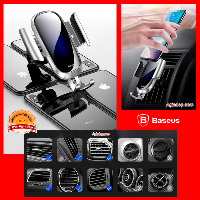 Giá đỡ điện thoại xe hơi oto Hàng Nhà Giàu BASEUS - Kiểu 2 (0002) Kẹp Điều Hòa