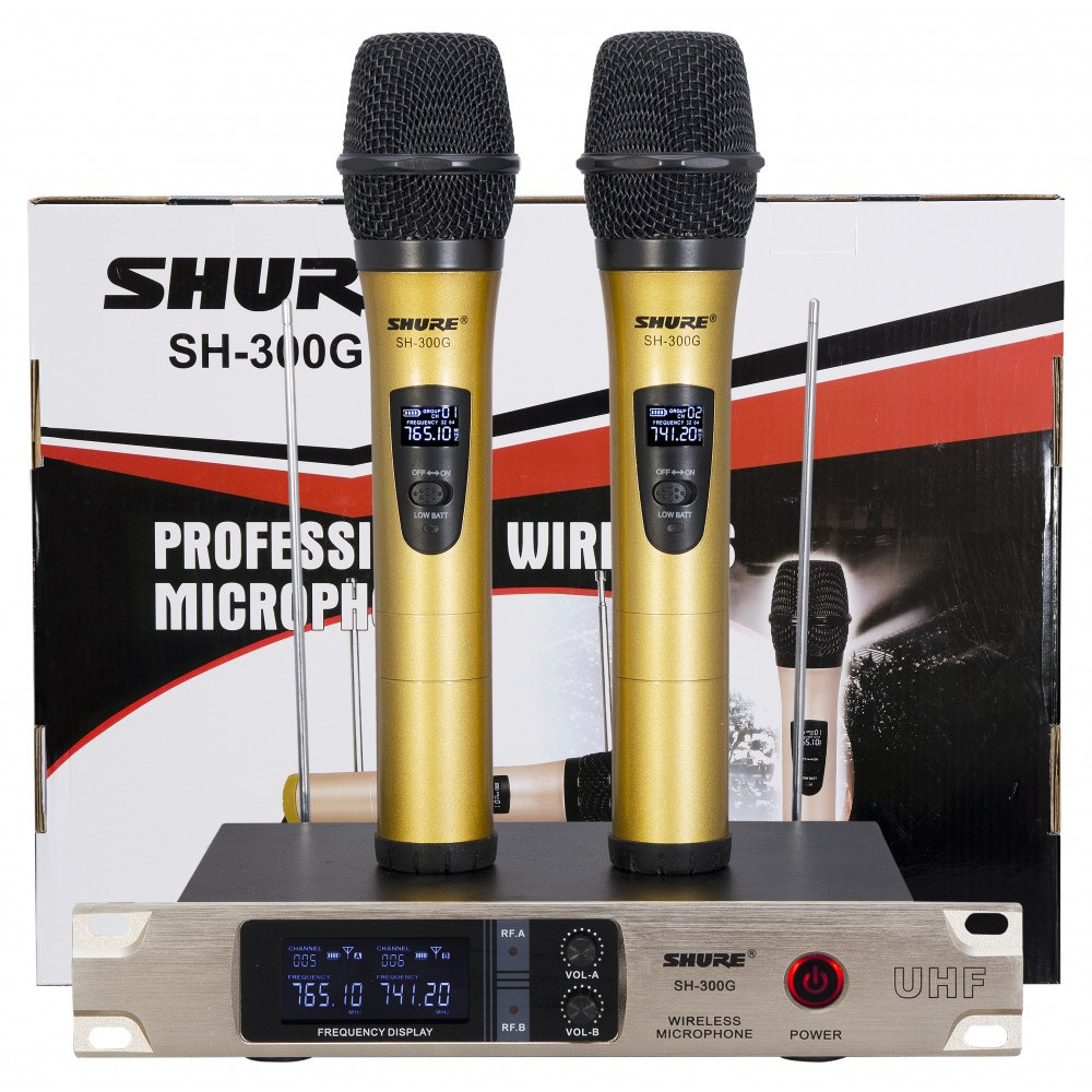 Micro không dây shure sh 300g bộ 2 micro cao cấp siêu hay thiết kế volume contronl riêng biệt micro không dây đa năng shure sh-300g hút âm mạnh giá rẻ bh 12 tháng