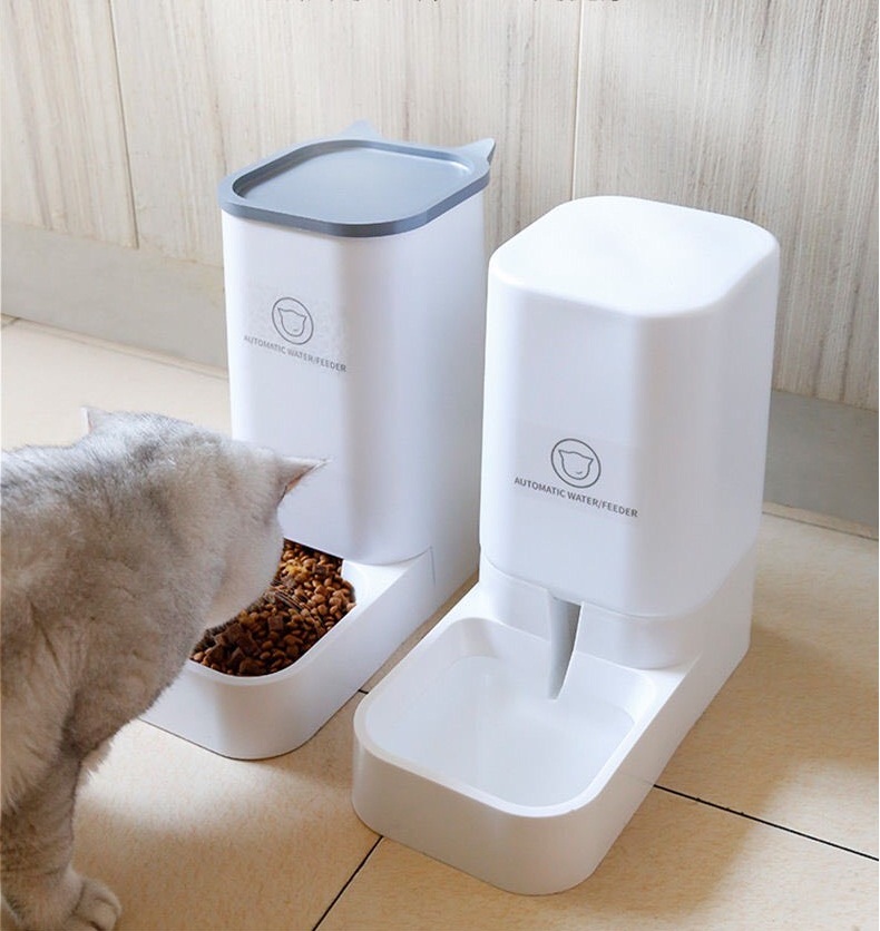Combo 2 bình đựng thức ăn và nước uống tự động cho thú cưng