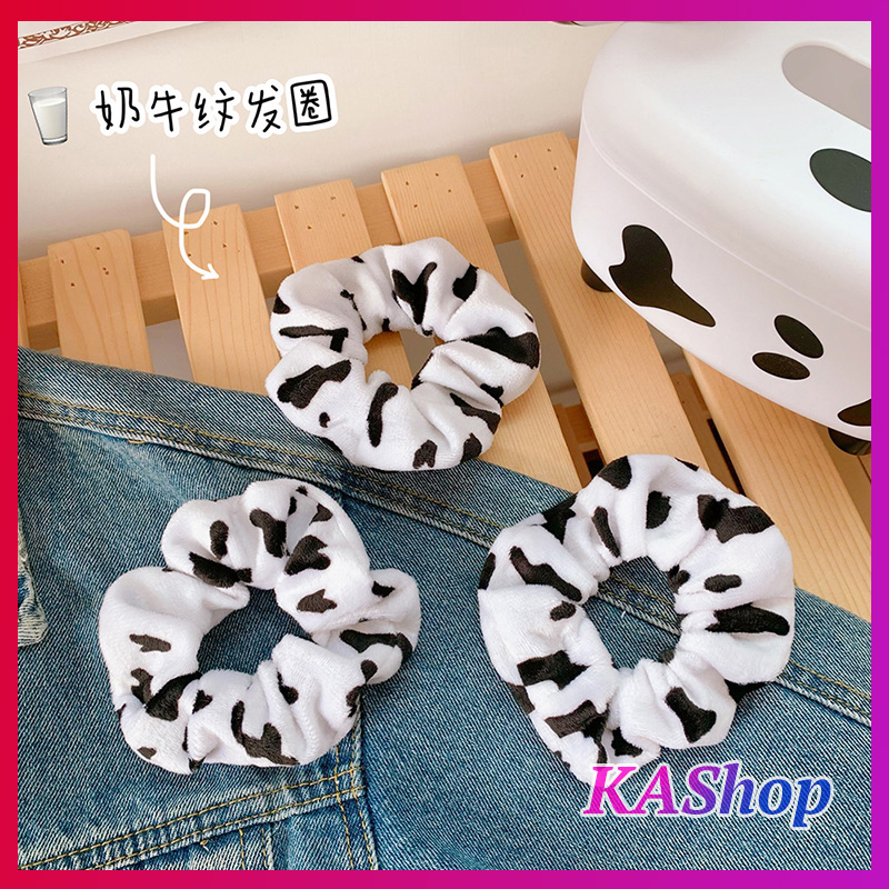 Dây cột tóc lông nhung Scrunchies Bò Sữa hot hit