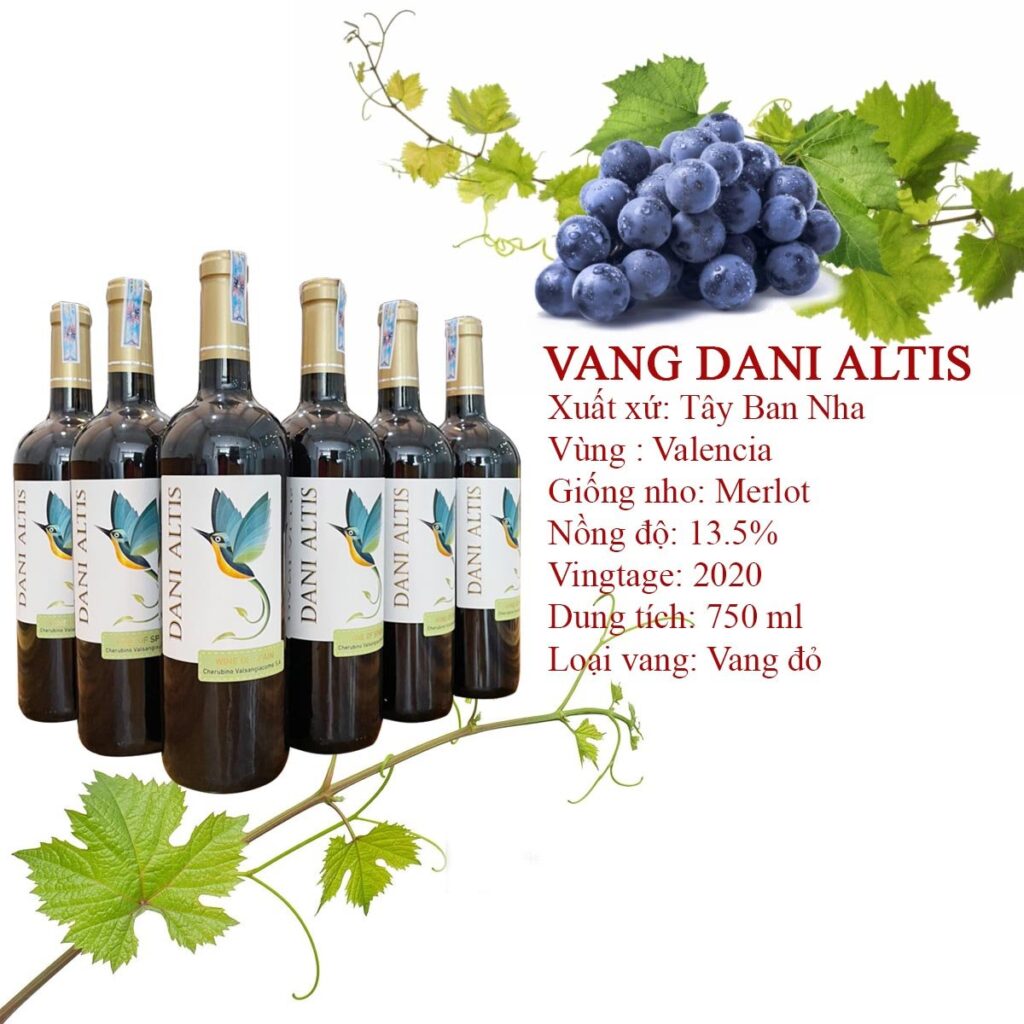 Vang Dani Altis nhập khẩu Tây Ban Nha - Nước nho không qua chưng cất