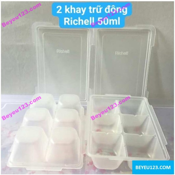 Set 2 Khay trữ đông chia thức ăn cho bé kèm nắp đậy Richell - Nhật