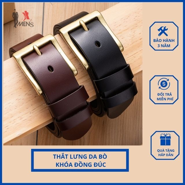 [ TẶNG VÍ DA ] Thắt lưng da thắt lưng nam da thật cao cấp