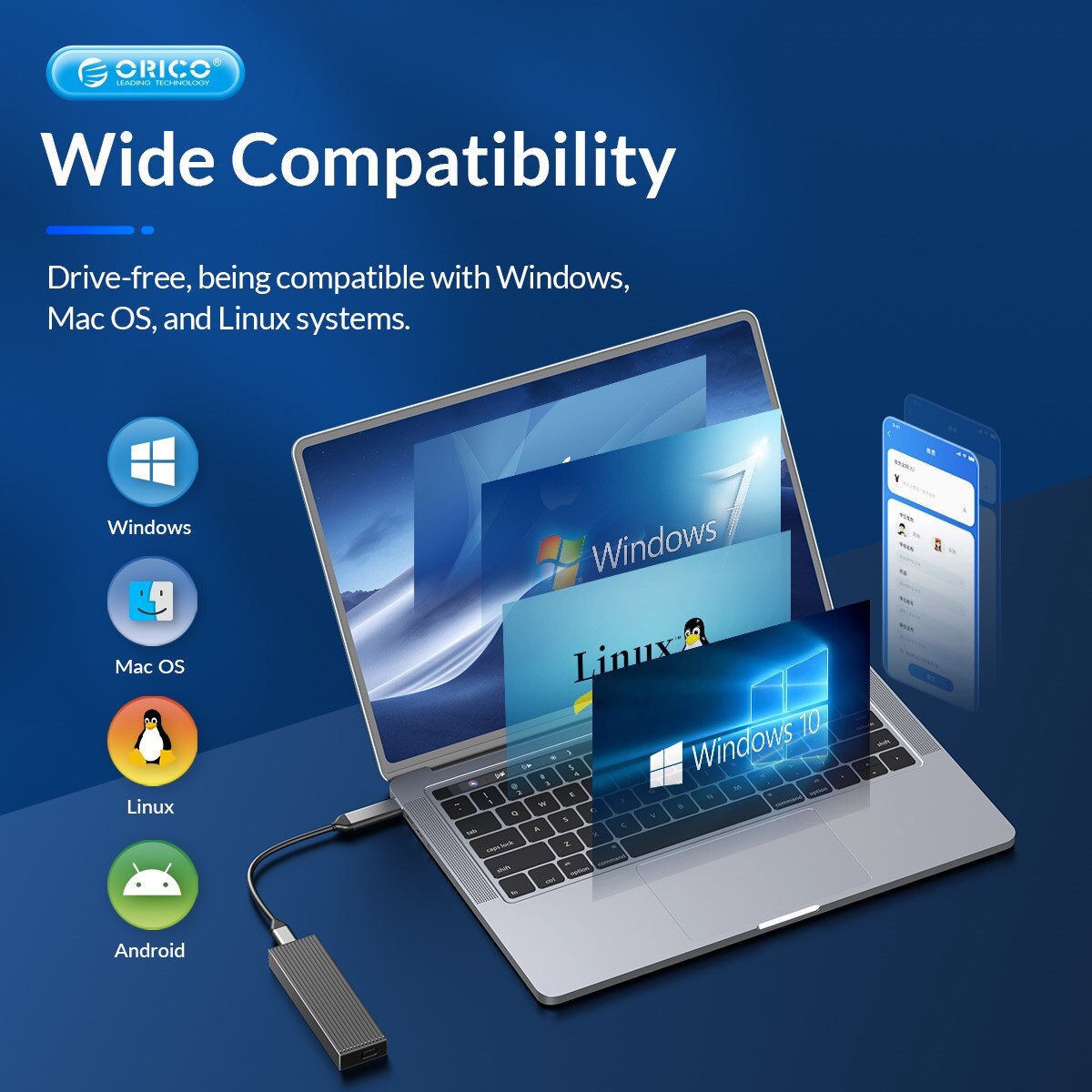 ORICO Vỏ Nhôm Công Cụ Miễn Phí M2 NVMe Vỏ Đựng Ổ SSD 10Gbps USB3.1 GEN2 Type C M.2 SSD Vỏ M Key Ổ Cứng Lưu Trữ Thể Rắn Hỗ Trợ UASP