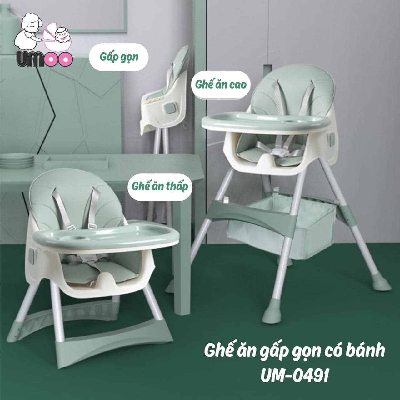 Ghế Ăn Dặm UMOO CÓ BÁNH 0491