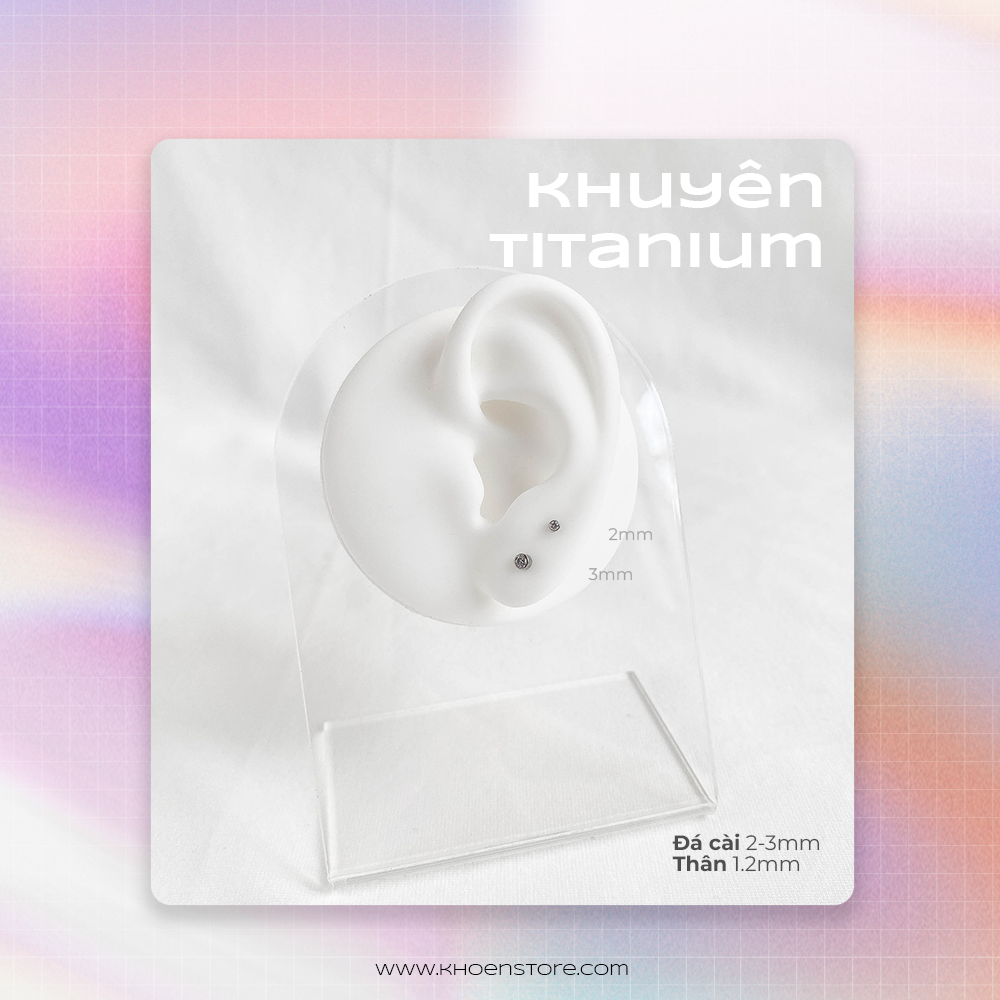 (1 Chiếc) Khuyên đá cài thân 1.2mm - Titanium - Khoen Store