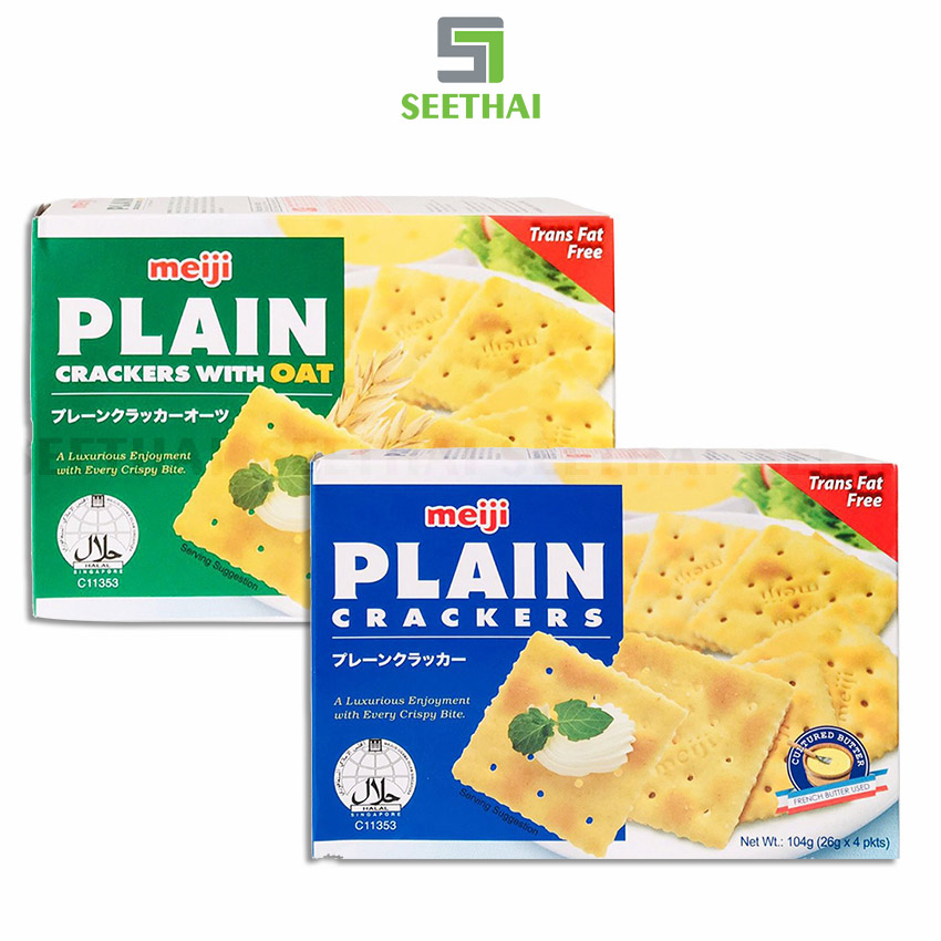 [Ăn Kiêng-HCM]Bánh Quy Meiji Plain Crackers 104g Singapore Từ SeeThai Ít Chất Béo, Ít Ngọt Phù Hợp Cho Ăn Kiêng Và Tiểu Đường