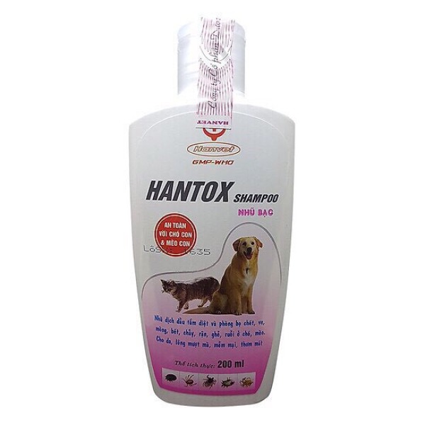 Sữa tắm sạch ve ghẻ, dưỡng lông chó mèo - Hantox Hồng 200ml