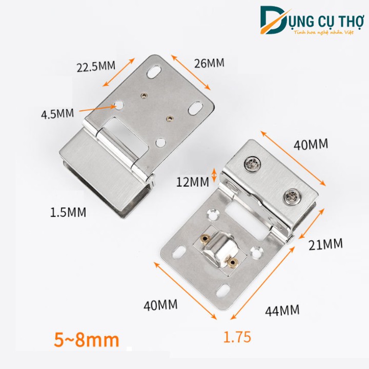 Bản lề cửa kính inox chốt bi
