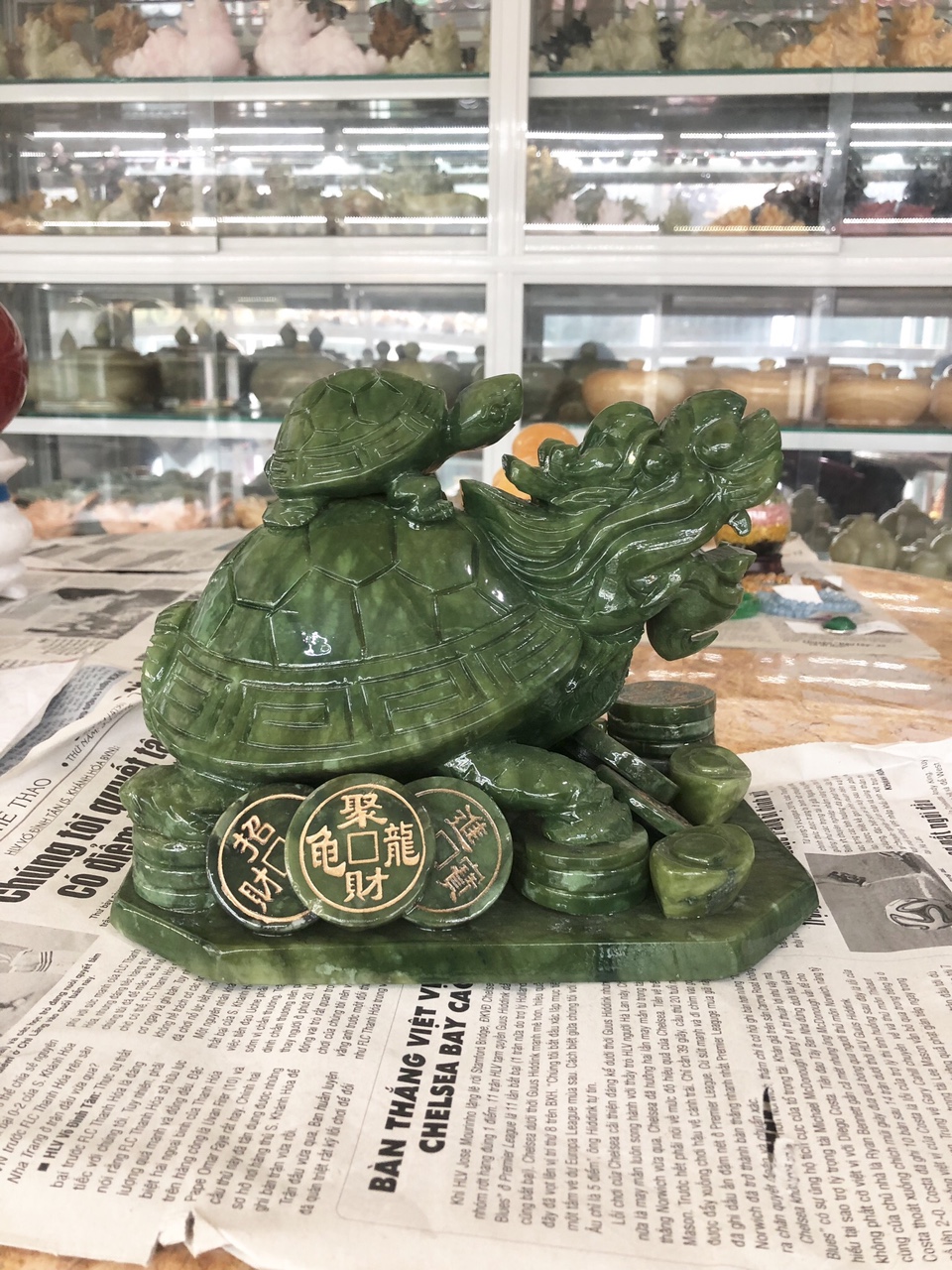 Tượng Long Quy đá ngọc Ấn Độ - Dài 22 cm